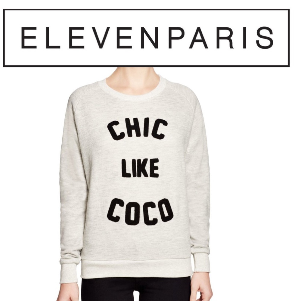 Eleven Paris “Chic Like Coco” grey crewneck